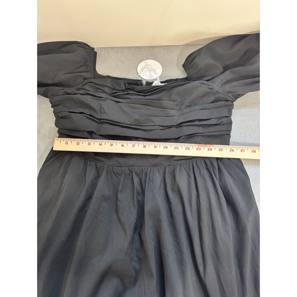 Petal & Pup Puff Sleeve Midi Dress XL Black Romantic Classic Feminine Milkmaid - Picture 6 of 14